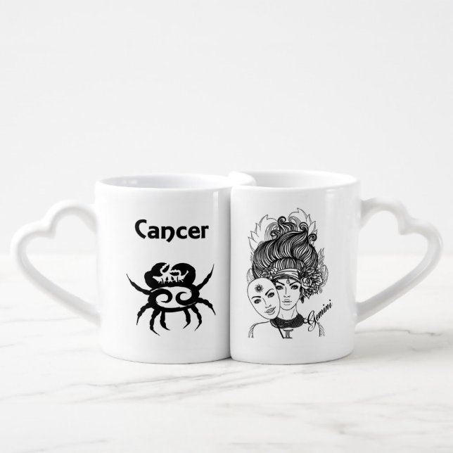 Cancer and Gemini Zodiac Coffee Mug Set (Front Nesting)