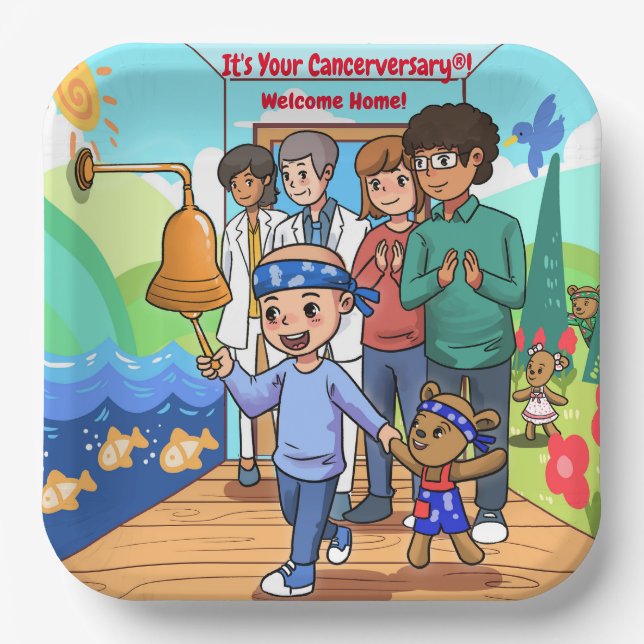 Cancer Anniversary Party Paper Plates (Front)