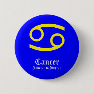CANCER ASTROLOGIC SIGN, SYMBOL ZODIAC PINBACK BUTTON
