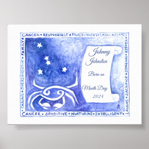 Cancer Astrological Personalized Birthday print