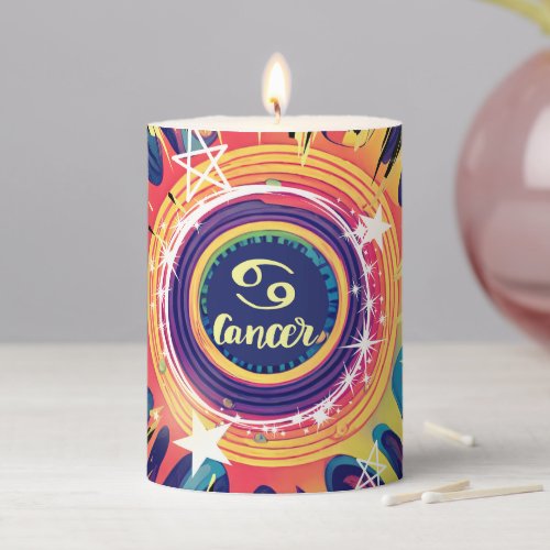Cancer astrology birth sign zodiac psychedelic pillar candle