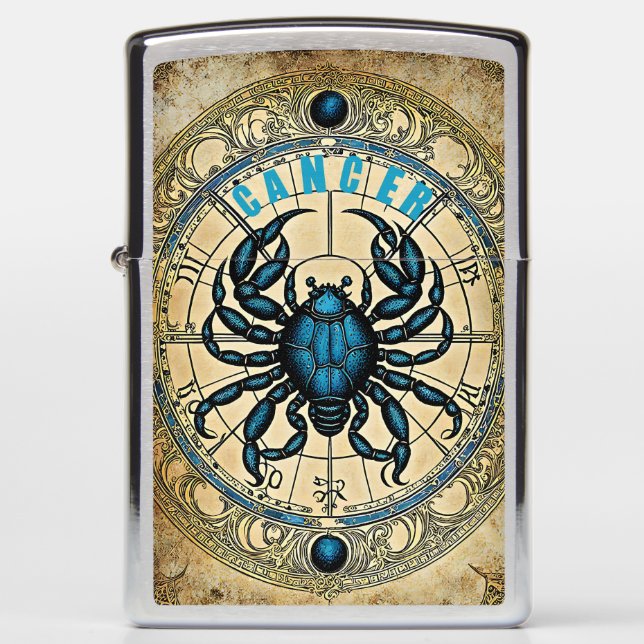 Cancer astrology sign zippo lighter (Front)