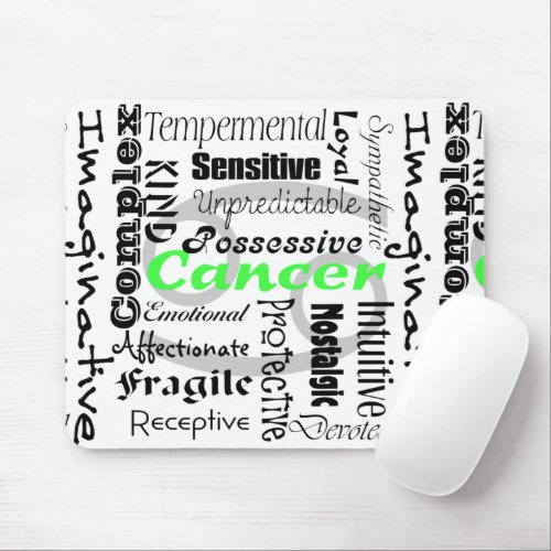 Cancer Astrology Zodiac Horoscope Collage Pattern Mouse Pad