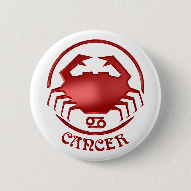 Cancer Astrology Zodiac Sign Crab Button (Front)