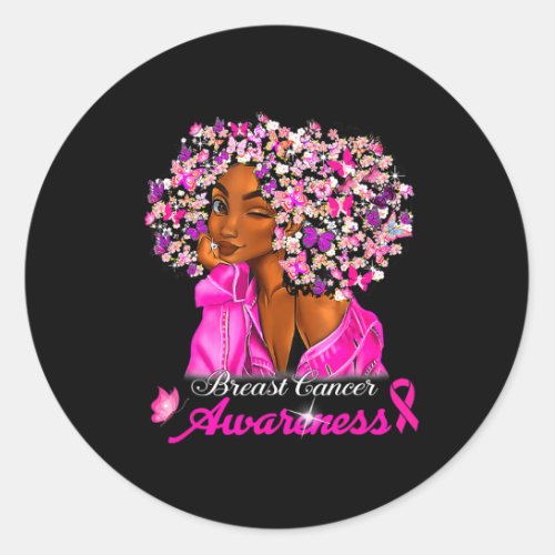 Cancer Awareness African American Women Melanin Qu Classic Round Sticker