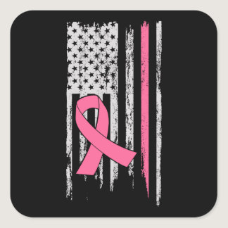 Cancer Awareness American Flag Square Sticker