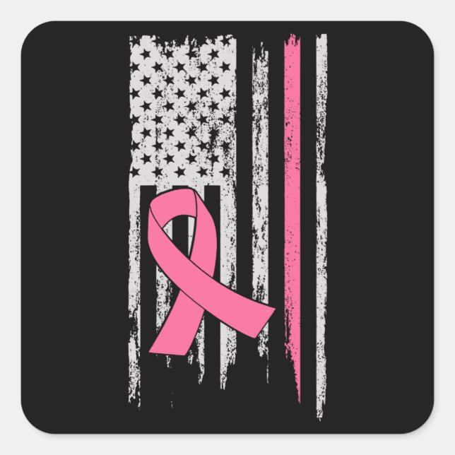 Cancer Awareness American Flag Square Sticker (Front)