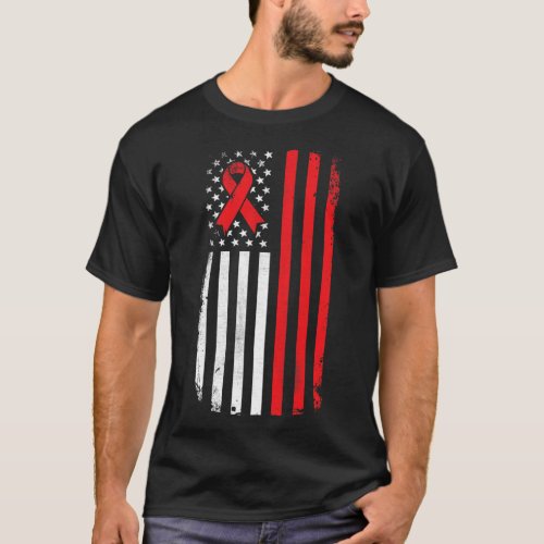 Cancer Awareness American Flag  T_Shirt