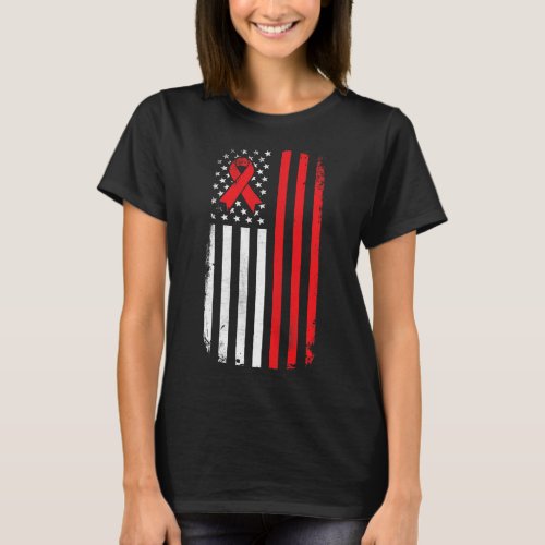 Cancer Awareness American Flag  T_Shirt