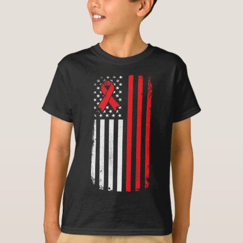 Cancer Awareness American Flag  T_Shirt