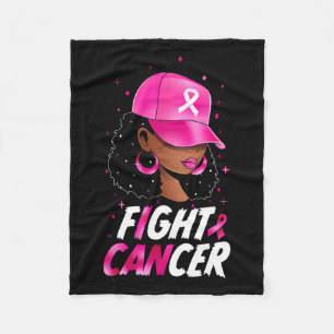 Cancer Awareness Black Women Warrior Pink Support Fleece Blanket