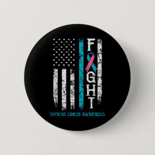 Cancer Awareness Blue Pink Teal Ribbon Fight Flag Button