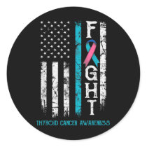 Cancer Awareness Blue Pink Teal Ribbon Fight Flag  Classic Round Sticker