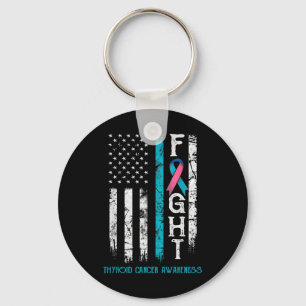 Cancer Awareness Blue Pink Teal Ribbon Fight Flag Keychain