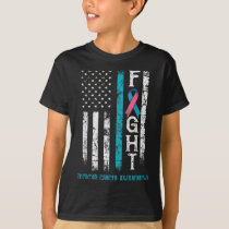 Cancer Awareness Blue Pink Teal Ribbon Fight Flag  T-Shirt