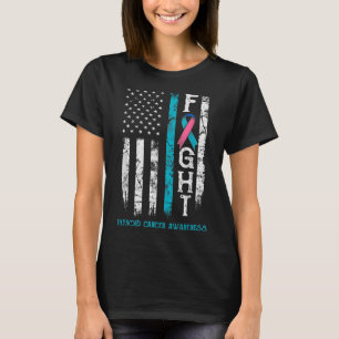 Cancer Awareness Blue Pink Teal Ribbon Fight Flag T-Shirt