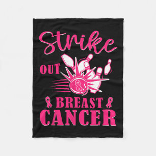 Cancer Awareness - Bowling Strike Out Pink Ribbon Fleece Blanket