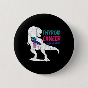 Cancer Awareness Cool T-rex Warrior Survivor Fight Button