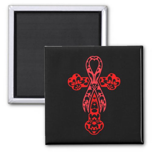 Cancer Awareness Cross God Red Ribbon Faith Jesus  Magnet