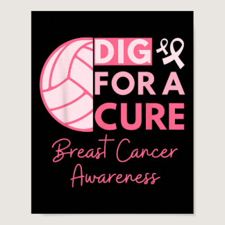 Cancer Awareness Dig For A Cure Volleyball Pink Ou Poster