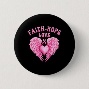 Cancer Awareness Faith-hope Ribbon Fight Heart Win Button