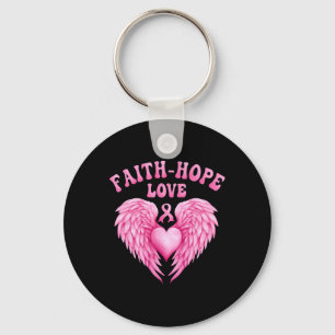 Cancer Awareness Faith-hope Ribbon Fight Heart Win Keychain