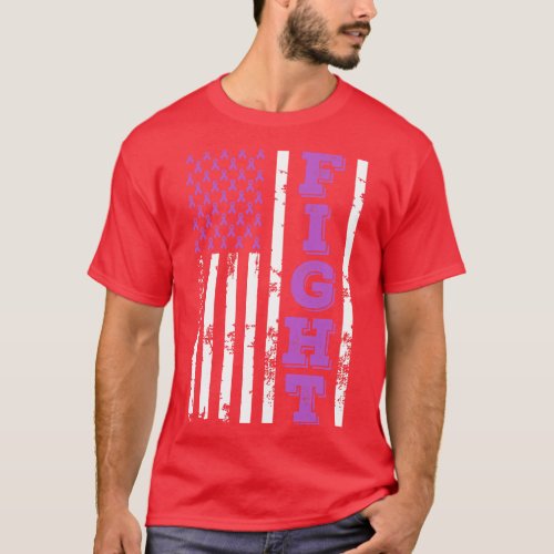 Cancer Awareness Fight American Flag 4th Of July H T_Shirt