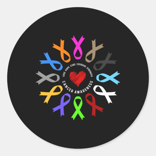 Cancer Awareness Fight Cancer Ribbon Classic Round Sticker (Front)