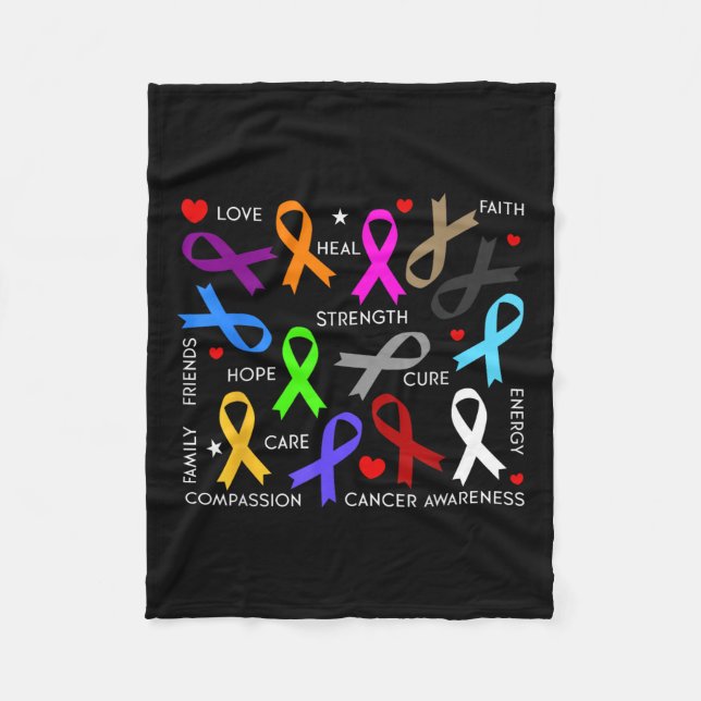 Cancer Awareness - Fight Cancer Ribbons  Fleece Blanket (Front)