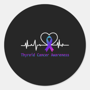 Cancer Awareness Heartbeat Survivor Warrior Ribbon Classic Round Sticker