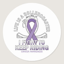 Cancer awareness lavender ribbon classic round sticker
