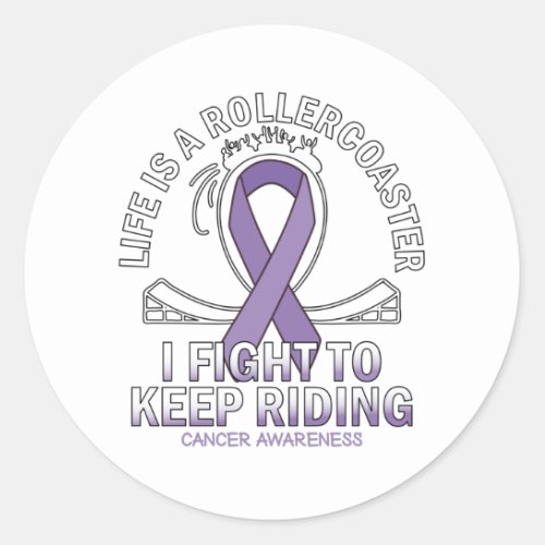 Cancer awareness lavender ribbon classic round sticker