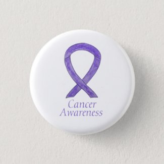 Cancer Awareness Lavender Ribbon Custom Pin Button