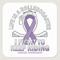 Cancer awareness lavender ribbon square sticker