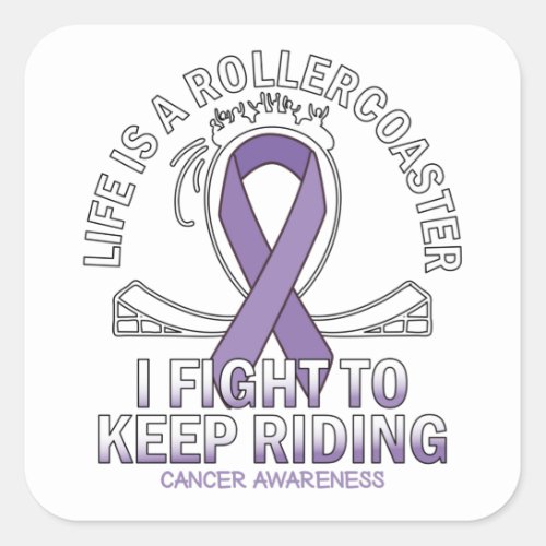 Cancer awareness lavender ribbon square sticker