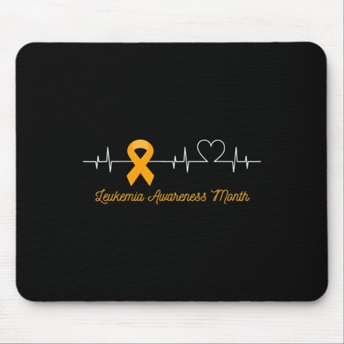 Cancer Awareness Month Orange Ribbon Heartbeat  Mouse Pad