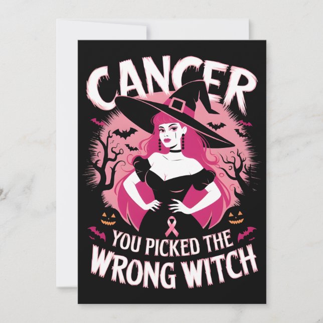 Cancer Awareness Month Outfit, Warrior Witch Holiday Card (Front)