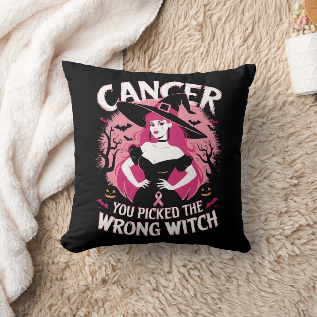 Cancer Awareness Month Outfit, Warrior Witch Throw Pillow (Blanket)