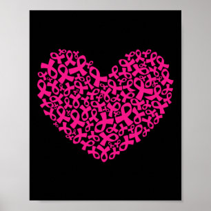 Cancer Awareness Month Ribbon Heart Women Men Poster