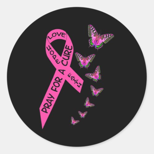 Cancer Awareness Month Women Religious Butterflies Classic Round Sticker