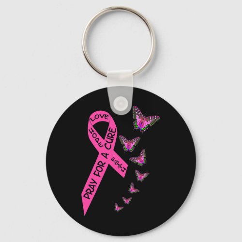 Cancer Awareness Month Women Religious Butterflies Keychain