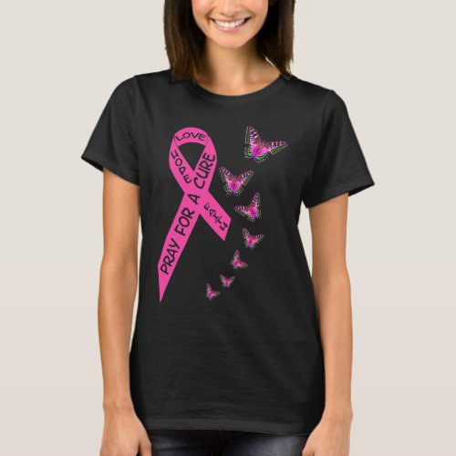 Cancer Awareness Month Women Religious Butterflies T_Shirt