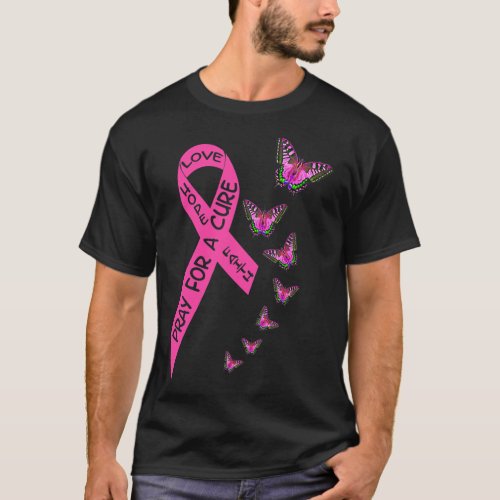 Cancer Awareness Month Women Religious Butterflies T_Shirt