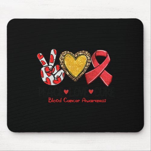 Cancer Awareness Peace Love Cure Red Ribbon 4  Mouse Pad