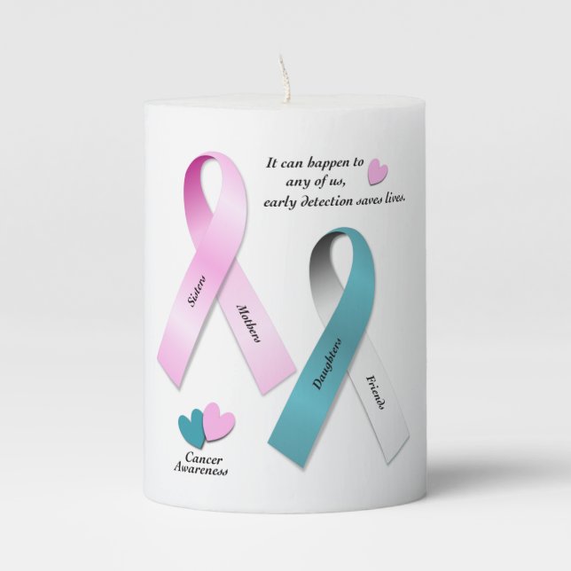 Cancer Awareness Pillar Candle (Front)