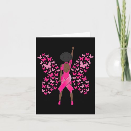 Cancer Awareness Pink Butterflies African American Card