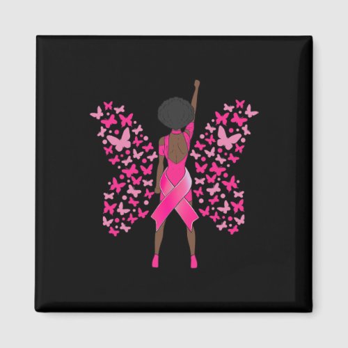 Cancer Awareness Pink Butterflies African American Magnet