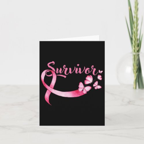 Cancer Awareness Pink Butterflies Ribbon Survivor  Card