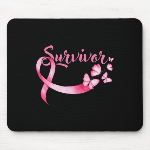 Cancer Awareness Pink Butterflies Ribbon Survivor  Mouse Pad