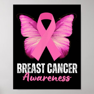 Cancer Awareness Pink Ribbon Butterfly  Poster